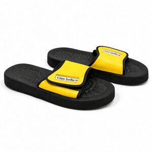 Ciao Bella yellow and black slippers Size: 8.5